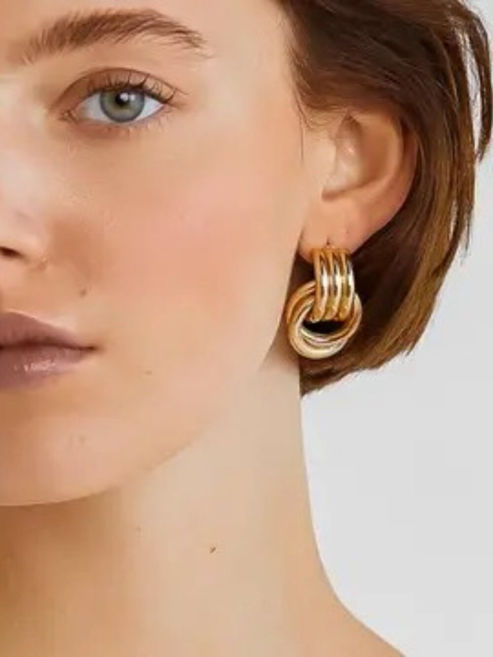 18K Gold Plated Non-Tarnish Knot Hoop Earring
